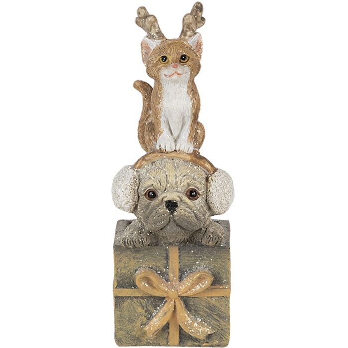 Decoratie Hond en Kat veelkleurig 5x5x13 cm 6pr4642