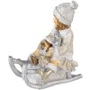Decoratie Kind op Slee wit 10x5x10 cm 6pr4665