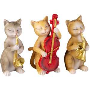 Decoratie Katten wit 14x6x10 cm 6pr4683