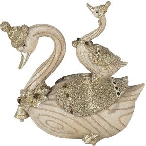 Decoratie zwanen beige 11x6x10 cm 6pr4687