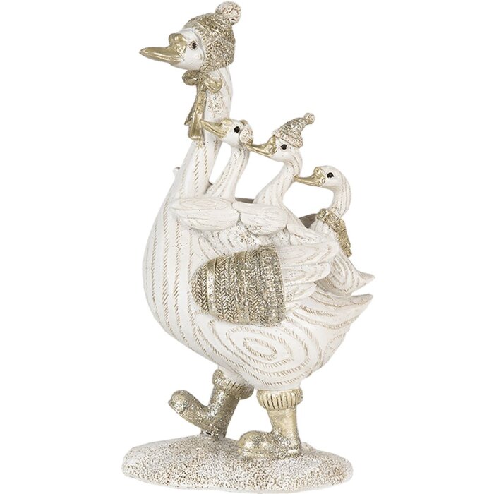 Decoratie Ganzen Wit 10x5x18 cm 6pr4689