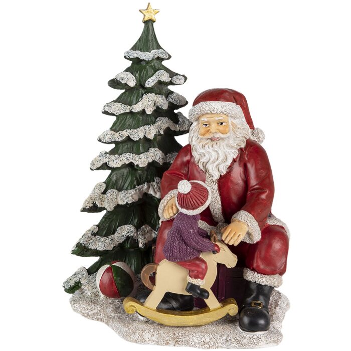 Decoratie kerstman met kind veelkleurig 16x13x22 cm 6pr4714