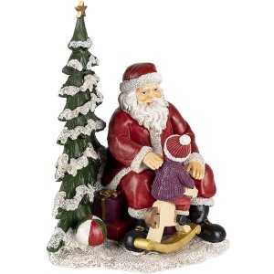 Decoratie kerstman met kind veelkleurig 16x13x22 cm 6pr4714