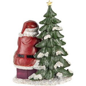 Decoratie kerstman met kind veelkleurig 16x13x22 cm 6pr4714