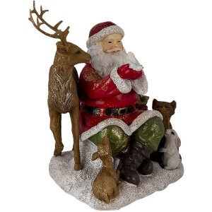 Decoratie Kerstman met dieren veelkleurig 18x13x19 cm...