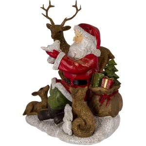 Decoratie Kerstman met dieren veelkleurig 18x13x19 cm 6pr4721