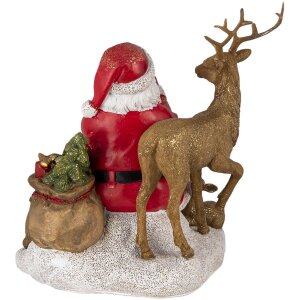 Decoratie Kerstman met dieren veelkleurig 18x13x19 cm 6pr4721