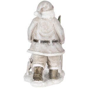 Decoratie kerstman met wagen zilver 12x8x15 cm 6pr4728