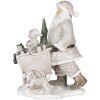 Decoratie kerstman met wagen zilver 12x8x15 cm 6pr4728