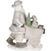 Decoratie kerstman met wagen zilver 12x8x15 cm 6pr4728