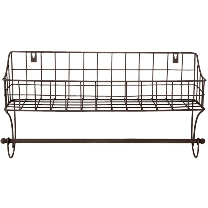 Handdoekdrager met mand zwart 44x12x25 cm 6y4305