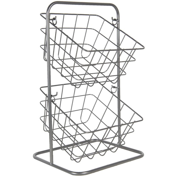 Legplank met manden zilver 22x22x41 cm 6y4555