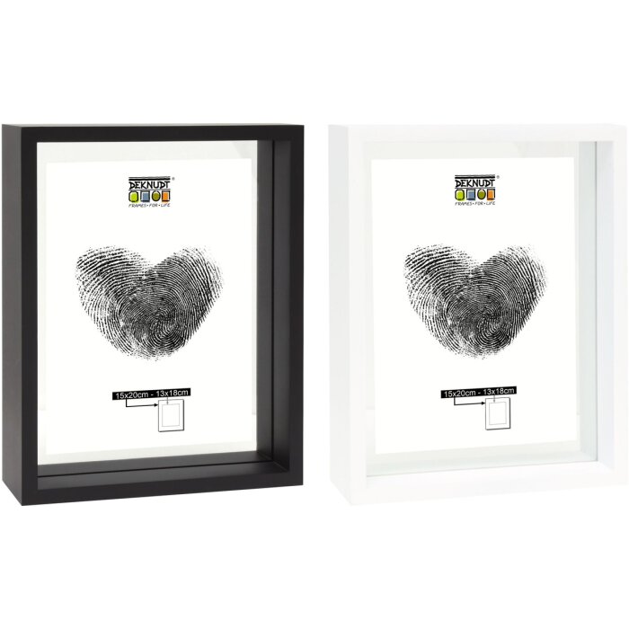 Glazen lijst met houten rand met glazen passepartout