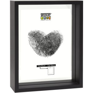 Glazen lijst met houten rand met glazen passepartout
