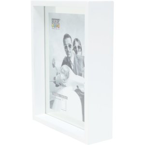 Glazen lijst met houten rand met glazen passepartout