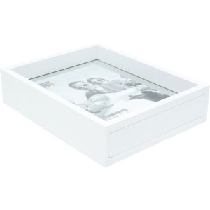 Glazen lijst met houten rand met glazen passepartout