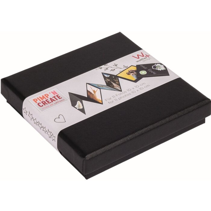 Walther Leporello doos pimp en maak 10 fotos 10x10 cm zwart