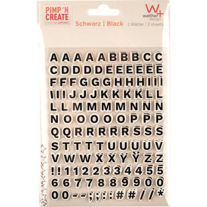 Walther Sticker zelfklevende letters diy pimp and create zwart