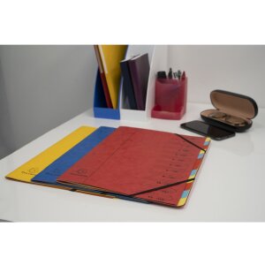 Exacompta Map Colorspan Karton met elastiek 12 vakken DIN A4 Rood