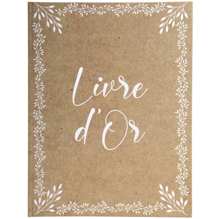Gastenboek Kraft 27x22 cm gouden rand