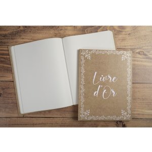 Gastenboek Kraft 27x22 cm gouden rand