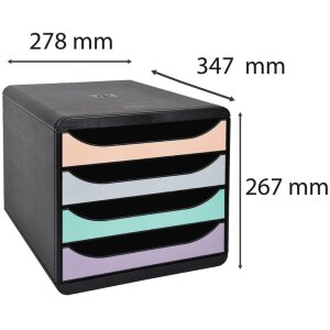 Exacompta ladebox Big Box Plus Aquarel 4 open lades A4+ stapelbaar