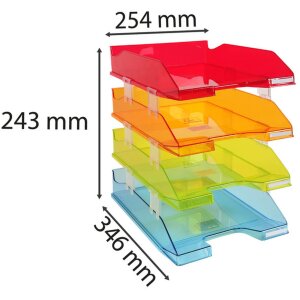Exacompta set van 4 brievenbakjes COMBO MIDI Linicolor kleuren assorti A4+