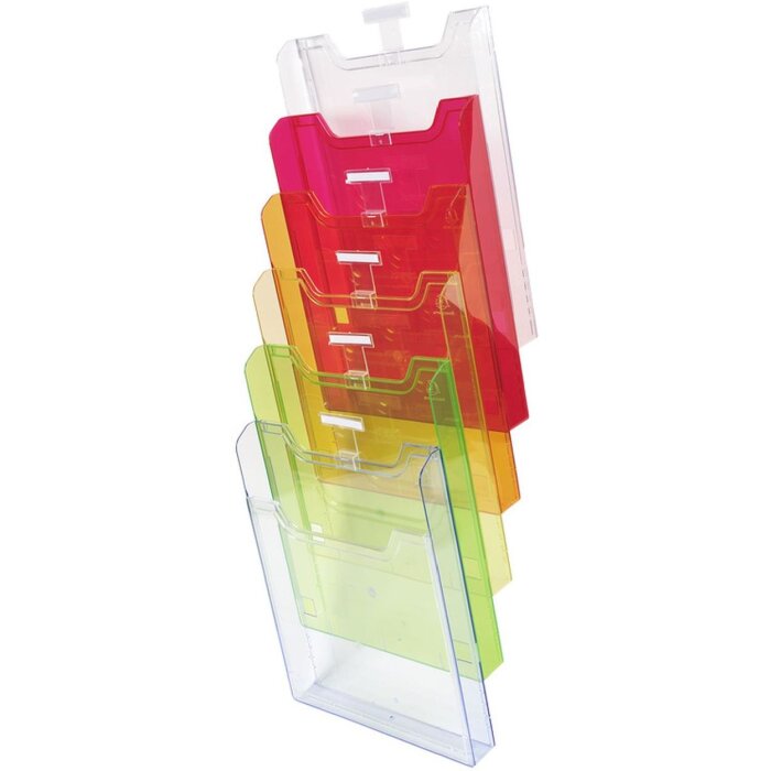Exacompta 64799D Wandbrochurehouder 6 vakken A4 regenboogkleuren Linicolor®
