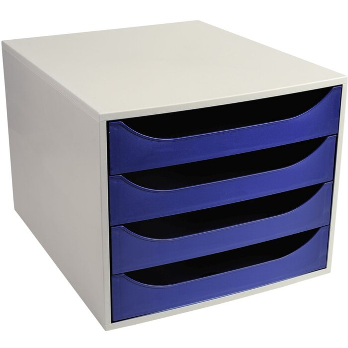 Exacompta ECOBOX ladebox met 4 laden middernachtblauw 34,8x28,4x23,4 cm