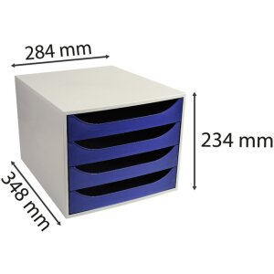 Exacompta ECOBOX ladebox met 4 laden middernachtblauw 34,8x28,4x23,4 cm