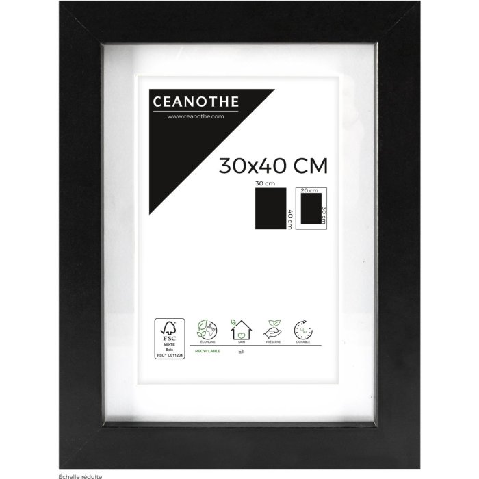 Ceanothe Fotolijst Oslo met Passepartout 30x40 cm zwart