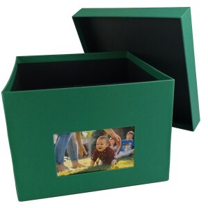 HNFD xl fotodoos Kandra 700 fotos 15x20 cm spar groen geribd