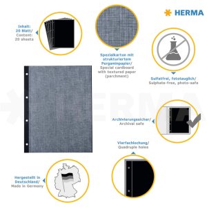 HERMA fotokarton, 232x297 mm, zwart, 20 vel