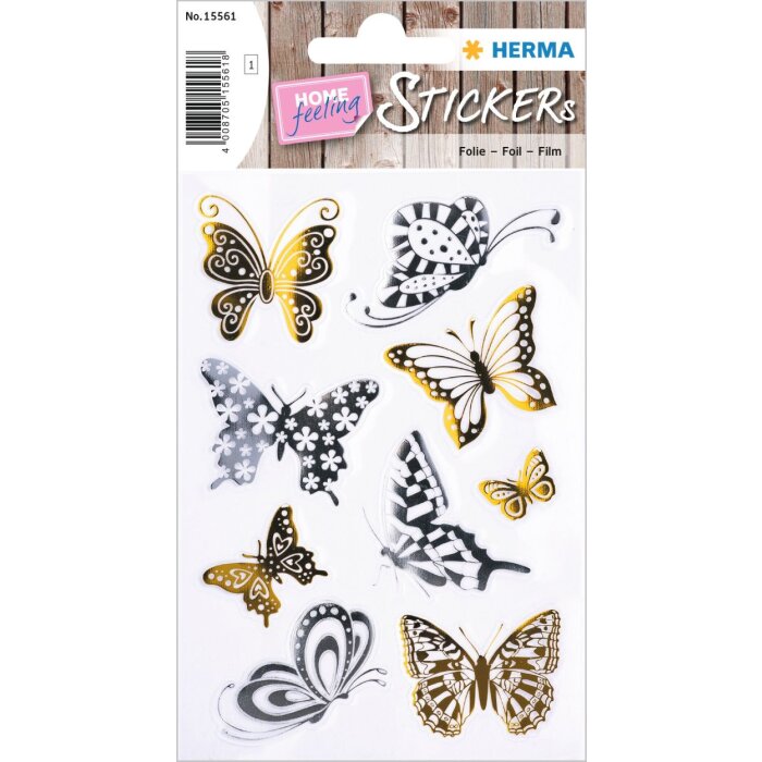 HERMA Creatieve Stickers Vlinders Goud en Zilver Folie