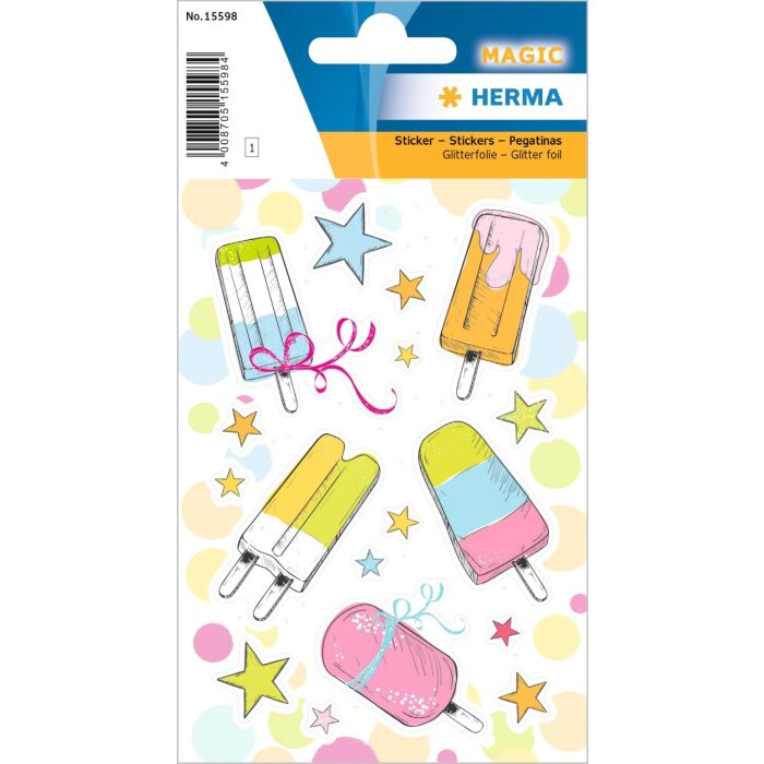 HERMA sticker ijslolly, met glinsterende glitter