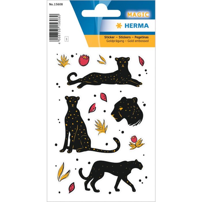 HERMA Zwarte Panter Sticker met kostbaar goud reliëf