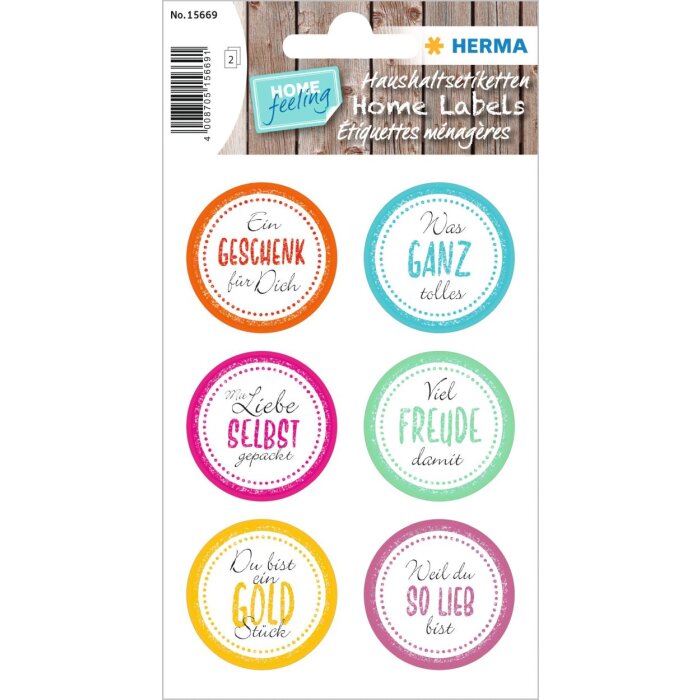 HERMA Sticker HOME "Veel plezier ermee", glinsterde