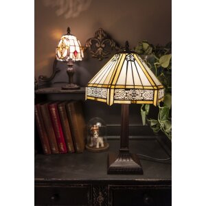 LumiLamp 5ll-6125 Tafellamp Tiffany ø 30x50 cm E27-max 1x60W Beige, Bruin