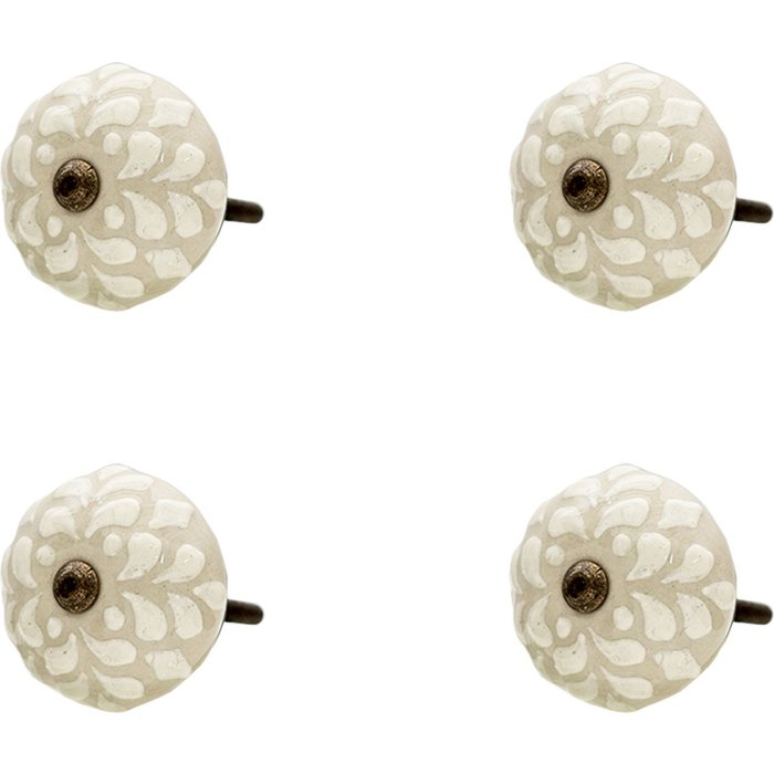 Clayre en Eef 64877 Deurknop Set van 4 Beige ø 4x3 cm