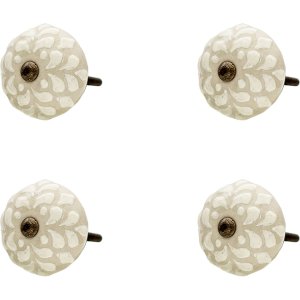 Clayre en Eef 64877 Deurknop Set van 4 Beige ø 4x3 cm
