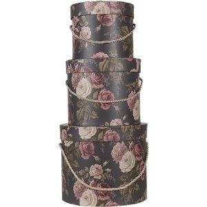 Clayre en Eef 65011 Hoedendoos Set van 3 Zwart ø 23x20 cm
