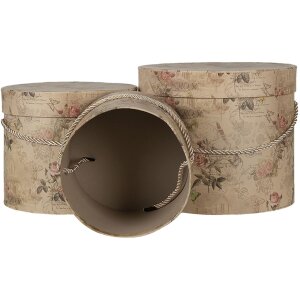 Clayre en Eef 65012 Hoedendoos Set van 3 Beige ø 23x20 cm