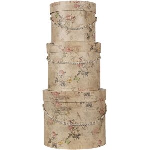 Clayre en Eef 65012 Hoedendoos Set van 3 Beige ø 23x20 cm