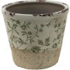 Clayre en Eef 6ce1384m Binnen Bloempot Groen, Wit ø 12x10 cm