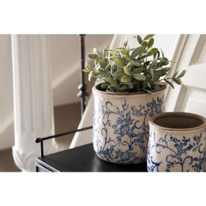 Clayre en Eef 6ce1396l Binnen Bloempot Blauw, Wit...