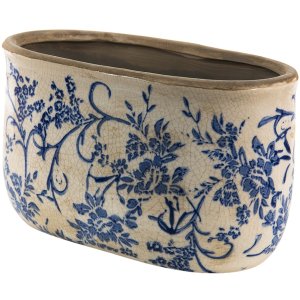 Clayre en Eef 6ce1398l Binnen Bloempot Blauw, Wit 22x12x13 cm