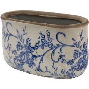 Clayre en Eef 6ce1398m Binnen Bloempot Blauw, Wit 17x10x10 cm