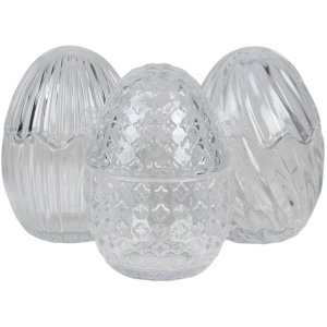 Clayre en Eef 6gl3384 Bonbonniere met Deksel Ei Transparant ø 9x12 cm