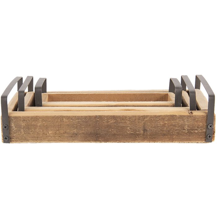 Clayre en Eef Decoratieve Dienblad (Set van 3) Bruin 35x20x5 - 30x15x5 - 25x10x5 cm