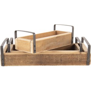 Clayre en Eef Decoratieve Dienblad (Set van 3) Bruin...